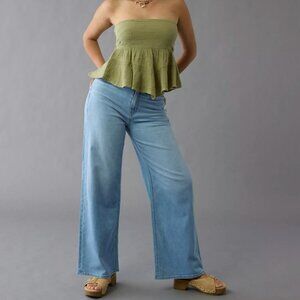AE Dreamy Drape Stretch Curvy Super High-Waisted Baggy Wide-Leg Jean